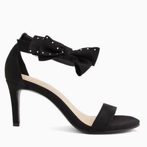 Torrid Black Suede Heels with Bow Detail